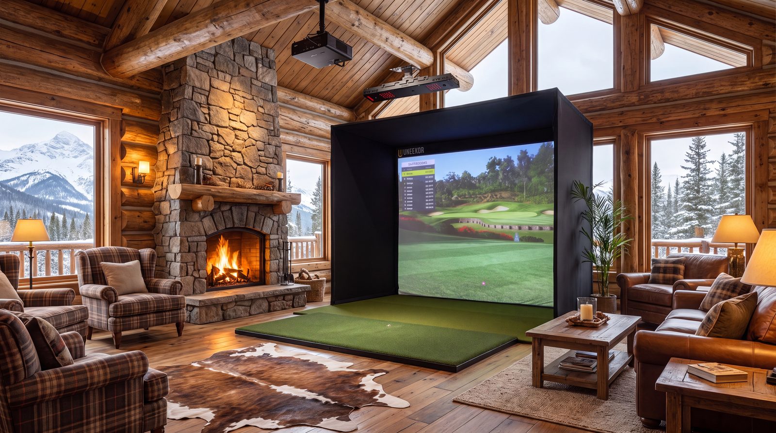 Mountain cabin, stone fireplace